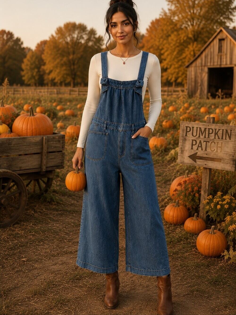 Anthropologie Maeve Pinafore Denim Jumpsuit – Size 28 – Blue – Side Zip